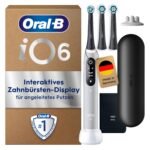 Oral-B iO Series 6 Plus Sensitive Edition Elektrische Zahnbürste, Grau, mit 5 Putzmodi, 3 Aufsteckbürsten und Reise-Etui
