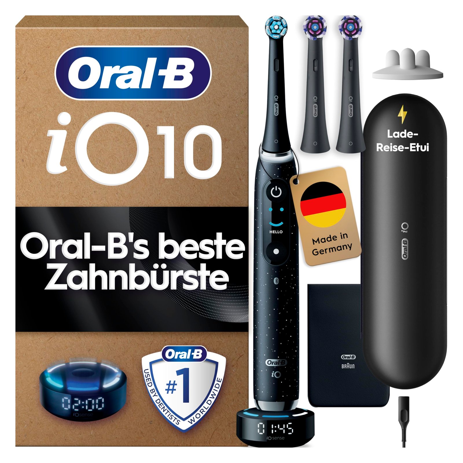 81IobCo-MFL Oral-B iO Series 10 Elektrische Zahnbürste, Schwarz, mit iOSense, 7 Putzmodi und 3 Aufsteckbürsten – Bild 1