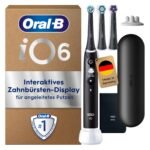 Oral-B iO Series 6 Plus Edition Elektrische Zahnbürste, Schwarz, mit 5 Putzmodi, 3 Aufsteckbürsten und Reise-Etui