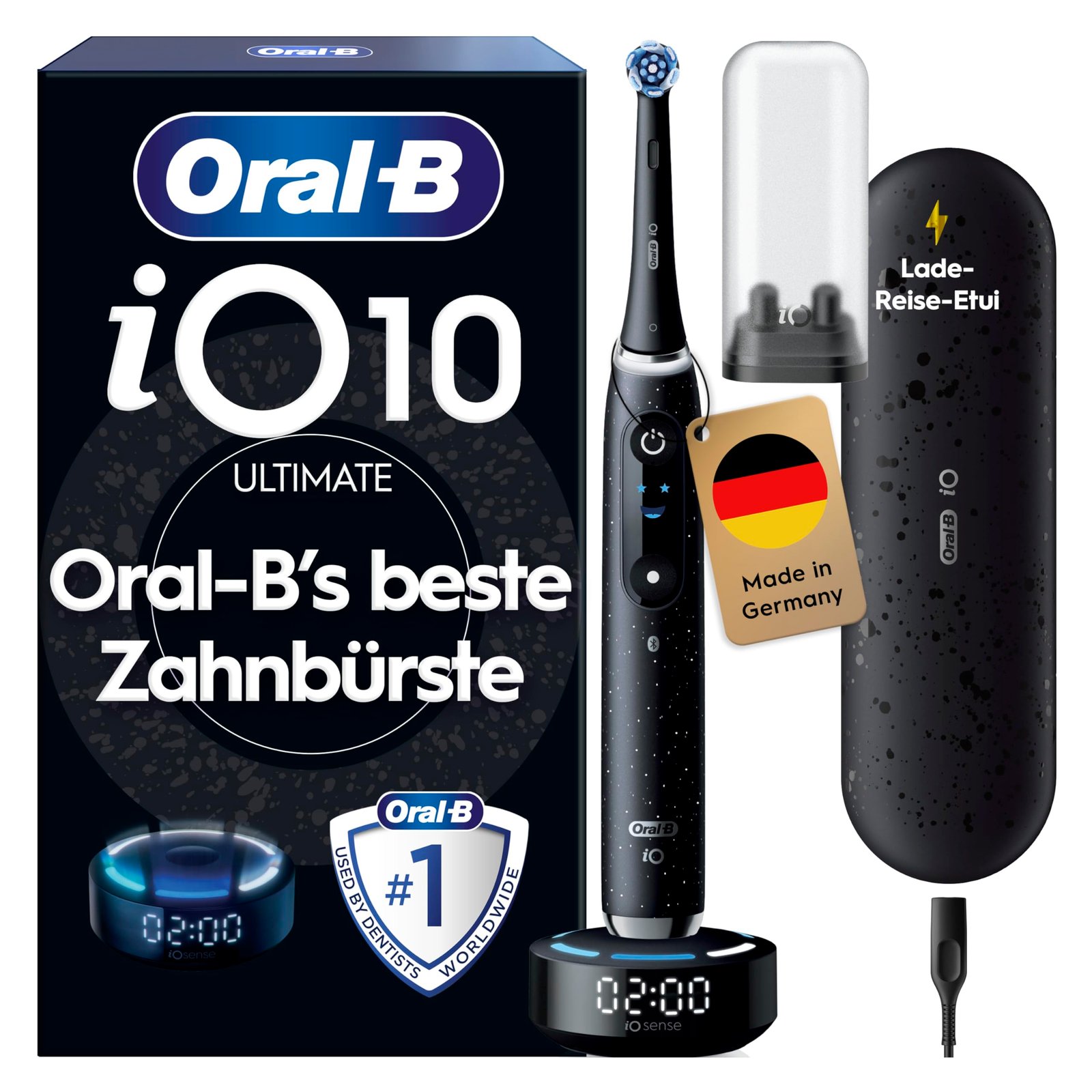 81h-NTmHHmL Oral-B iO Series 10 Elektrische Zahnbürste, Schwarz, mit iOSense, 7 Putzmodi und 1 Aufsteckbürste – Bild 1